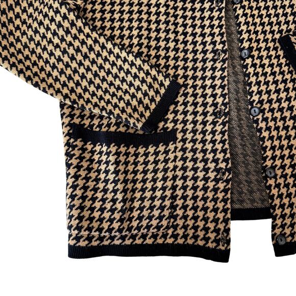 Karen Lessly Houndstooth Black and Brown Cardigan Women's Size Medium - Picture 2 of 4